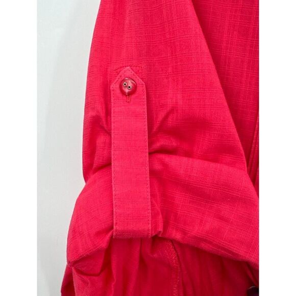Koret 100% Cotton Button Down Blouse Coral Red 1/2 Roll Tab Sleeve Womens 3X - Picture 7 of 7